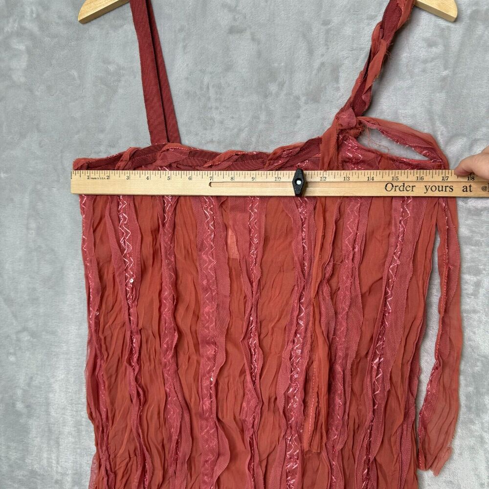 Free People Top Womens Small Dark Pink Tank Semi Sheer Embroidered NEW Fairycore - Picture 10 of 13